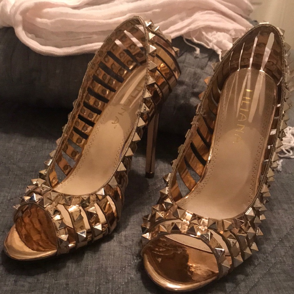 Gold Liliana high-heeled pumps